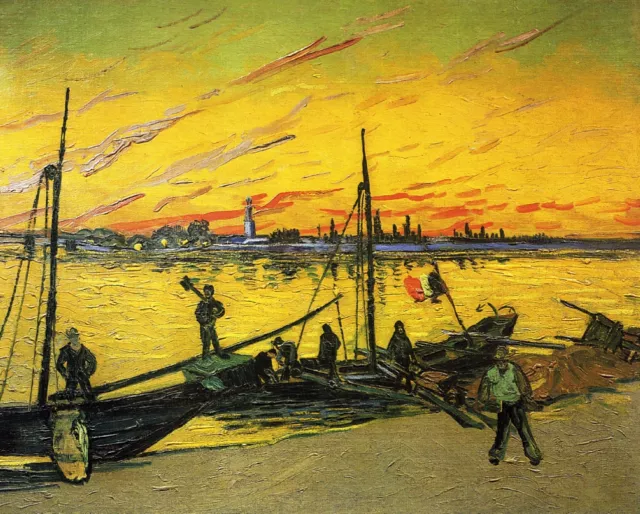 Vincent van Gogh, Coal Barges, 1888 Hand Painted Canvas Oil Painting
