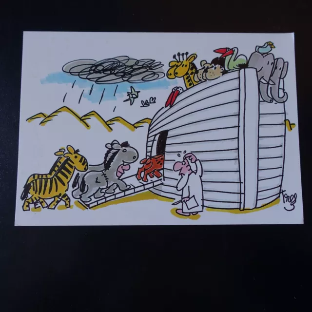 CPA ARCHE DE NOÉ - DÉDICASSE et AUTOGRAPHE TREZ - FESTICART à ENGHIEN les BAINS