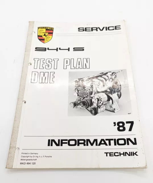 Porsche 944 S Service Test Plan DME Technik Information 87 Book Manual