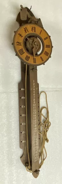 Long Wooden Wall Clock With Hands Weight Driven