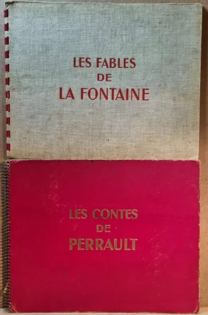 2 albums contes de Perrault fables La fontaine nos belles année chèque TINTIN