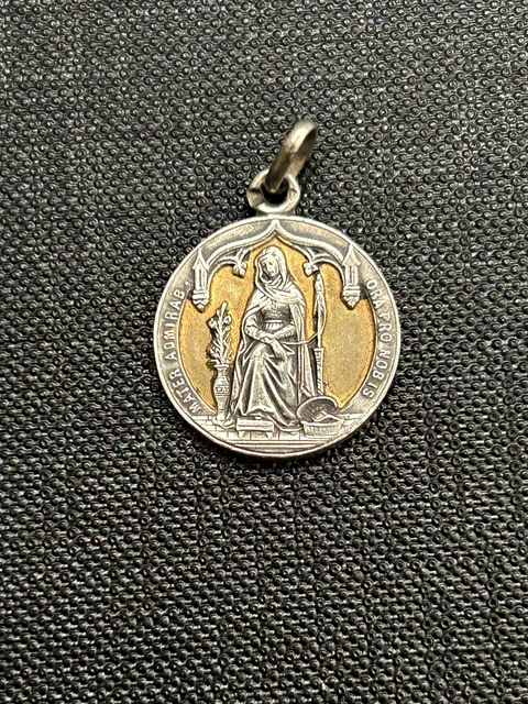 ANCIEN MÉDAILLON RELIQUAIRE en Argent Massif Vierge-Marie EUR 34,90
