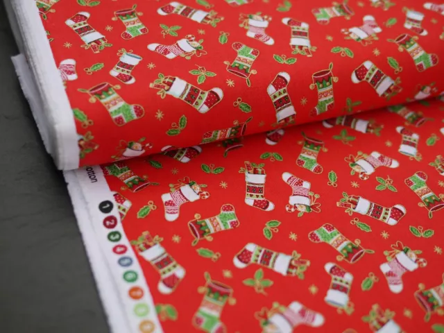 Makower Tela Patchwork Weihnachtsstoff Merry Christmas Stocking Nikolaussocken