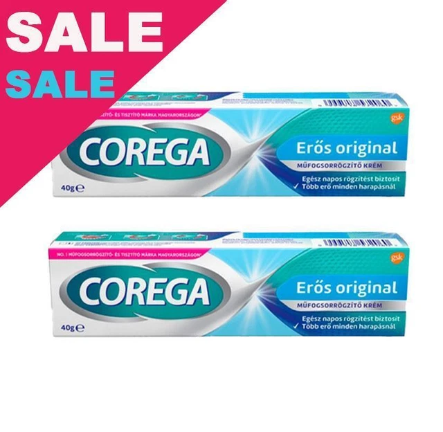 Corega Original Denture Adhesive Cream Extra Strong Hold All Day 2 x 40g