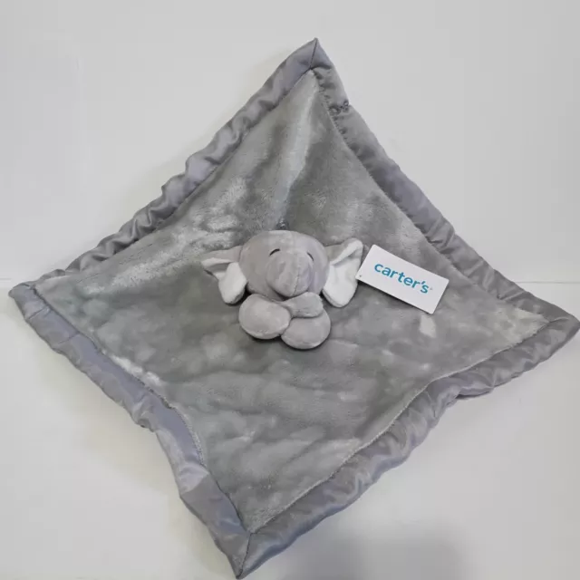 Carter's Gray Elephant Plush Lovey Security Blanket 15" X 15" Baby Toy