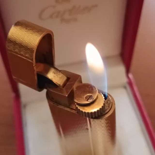 Accendino Cartier Paris Placcato Oro Funzionante Segni Usura Del Tempo