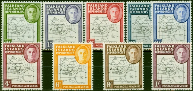 Falkland Islands Depen 1948 Dünn Karten Set Mit 9 SGG9-G16 V.F Vlmm