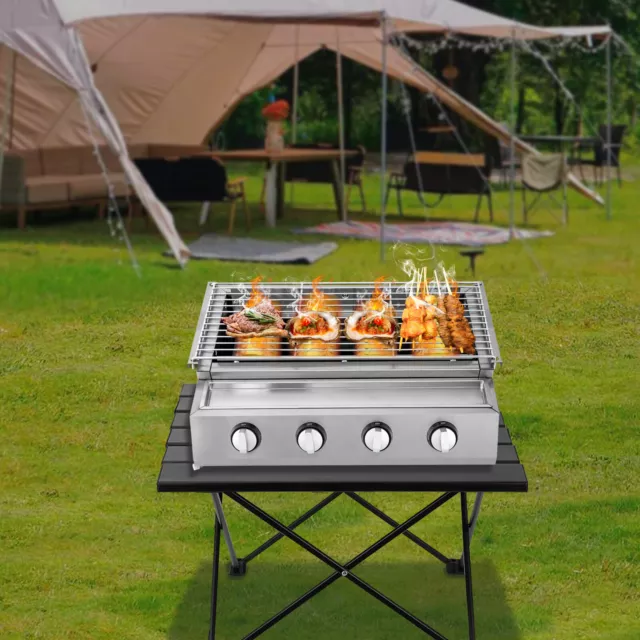 4-Brenner Edelstahl LPG Gasgrill Gasbräter Gastro Tischgrill Petrol BBQ Grill