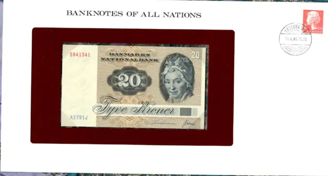 Banknotes of All Nations Denmark 20 Kroner P-49a.3 1972 (1979) UNC A2791J
