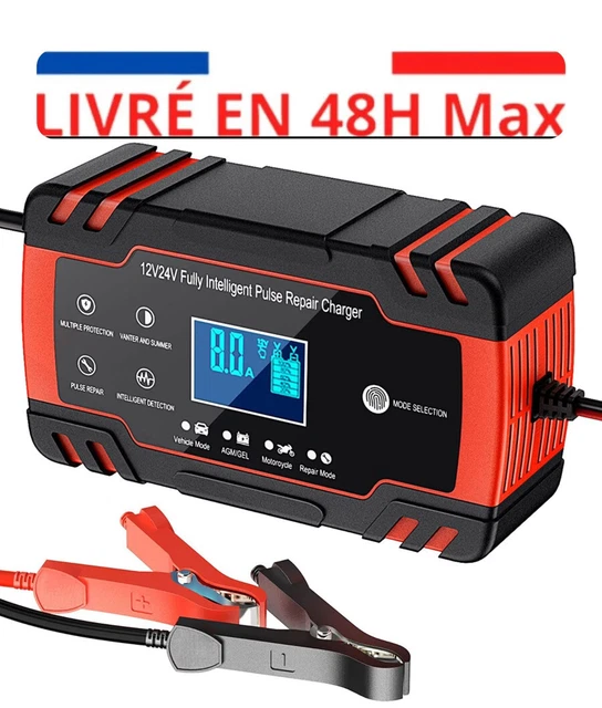 Chargeur De Batterie Réparation Voiture Moto Camion 8A 12/24V Charge Rapide Auto