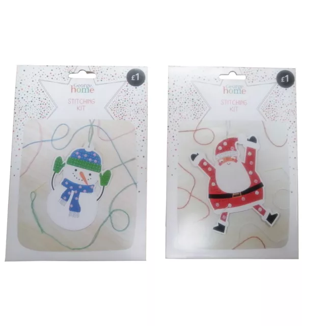 6x Christmas Stitching Kit Snowman And Santa Decoration Xmas Embroidery Kit