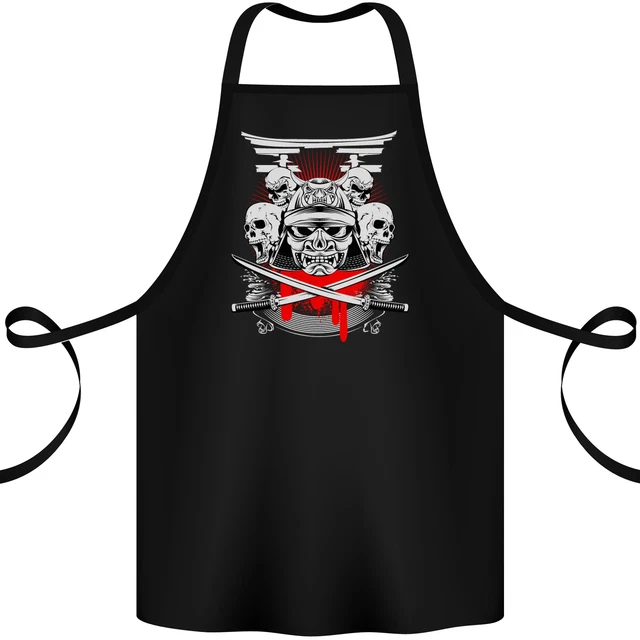 Samurai Skulls Japan Martial Arts MMA Cotton Apron 100% Organic