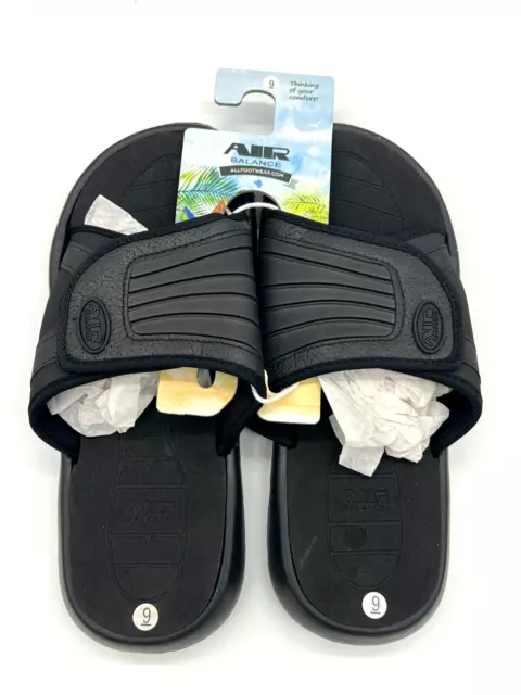 Air Balance Men's Slip On Sandal Shoes Slides Size 9 Black