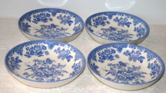 Royal Stafford Asiatic Pheasant Light Blue 9" Pasta Bowl Set of Four New