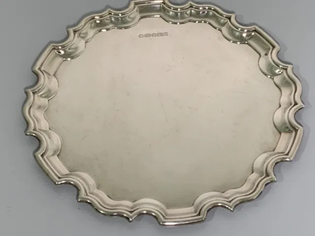 Solid Sterling Silver Salver Tray, Carrs Sheffield, Chippendale Waiter, 8” 20cm