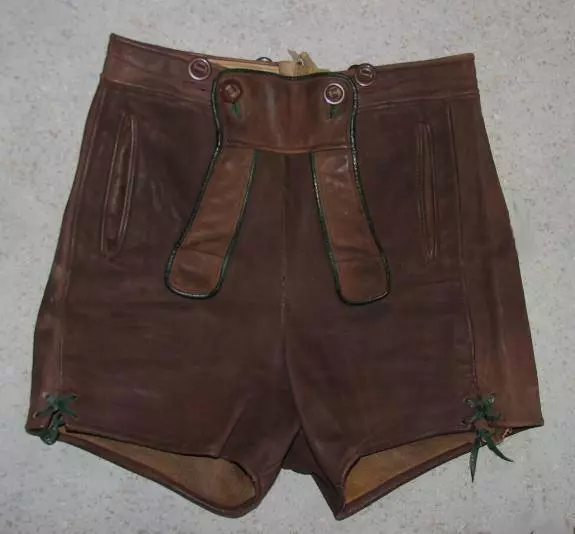 Corto Niño Pantalones Cuero/Pantalón de Traje Cuero Real En Oliva Aprox. Talla