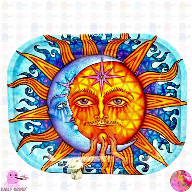 Sun + Moon Astrology Cute Art- Metal Herb Table Tidy Tray Cute Gift  14x18cm