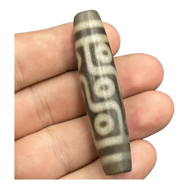 Beautiful Ancient Indo Tibetan 9 Eyes, Stripes Old Agate Dzi Bead