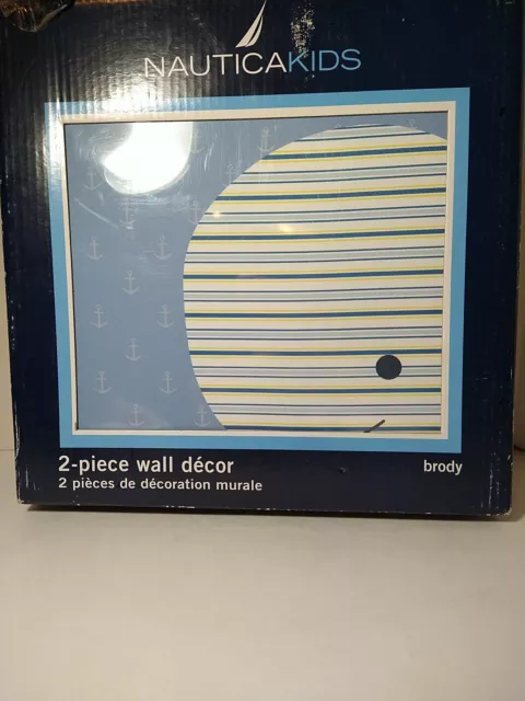 Nautica Kids lona decoración de pared azul blanco amarillo 2 piezas