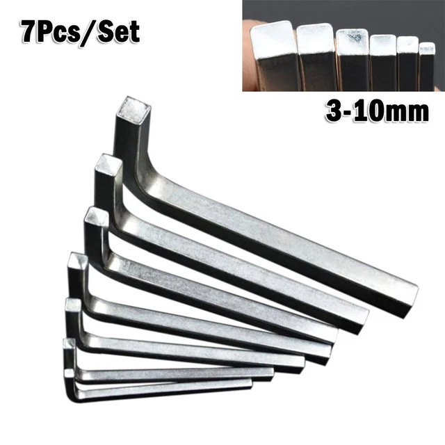 Set chiavi a testa quadrata argento premium a forma di L 7 pz per serraggio viti quadrate
