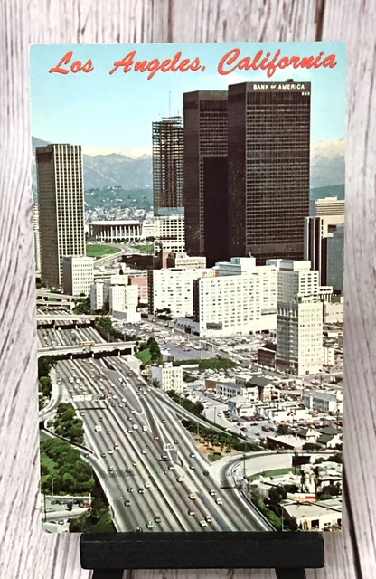 Harbor Freeway Downtown Los Angeles California CA Ariel View Postcard