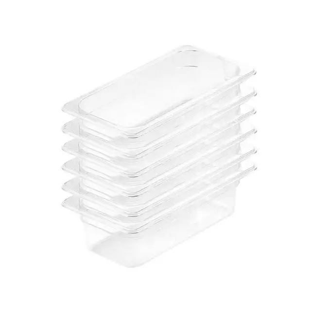 SOGA 100mm Clear Gastronorm GN Pan 1/3 Food Tray Storage Bundle of 6 LUZ-VICPans