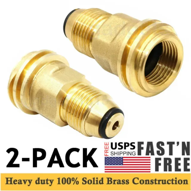 2 PACK Propane Tank Adapter Connector Converts POL LP Tank Valve to QCC1/Type1