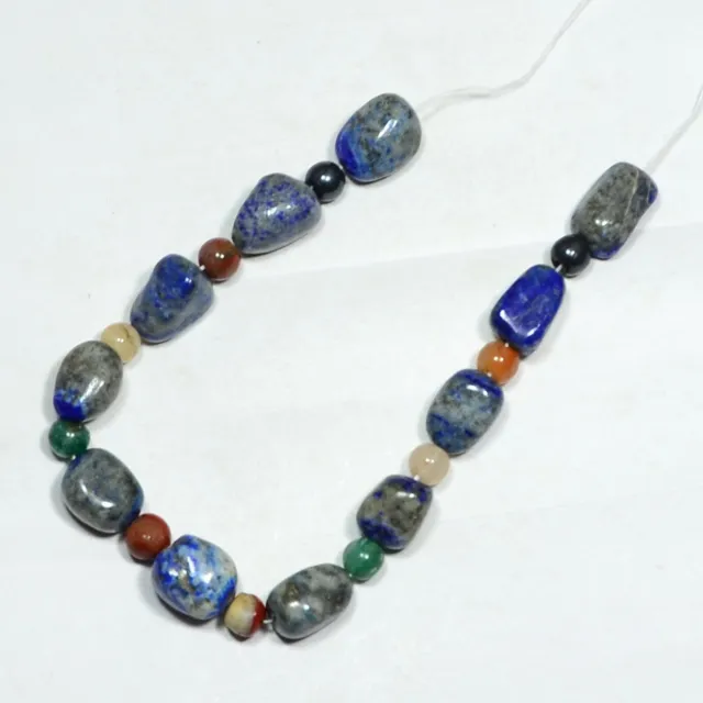 124.90 Ct Natural Lapis Lazuli tumble & mixstone ball Gemstone beads 9 inch Line
