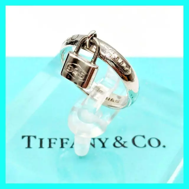 AUTH TIFFANY&CO. 1837 Dangling Pad Lock Band Ring Sterling Silver 925 ...