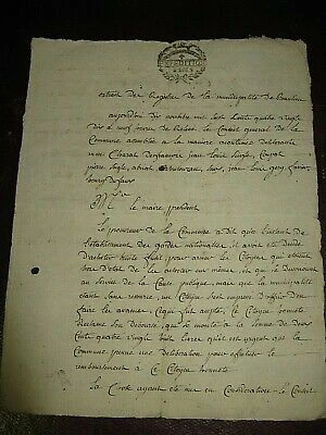 EXTRAIT MANUSCRIT REVOLUTION ISERE ARMEMENT GARDE NATIONALE 1790 Signé DELISLE