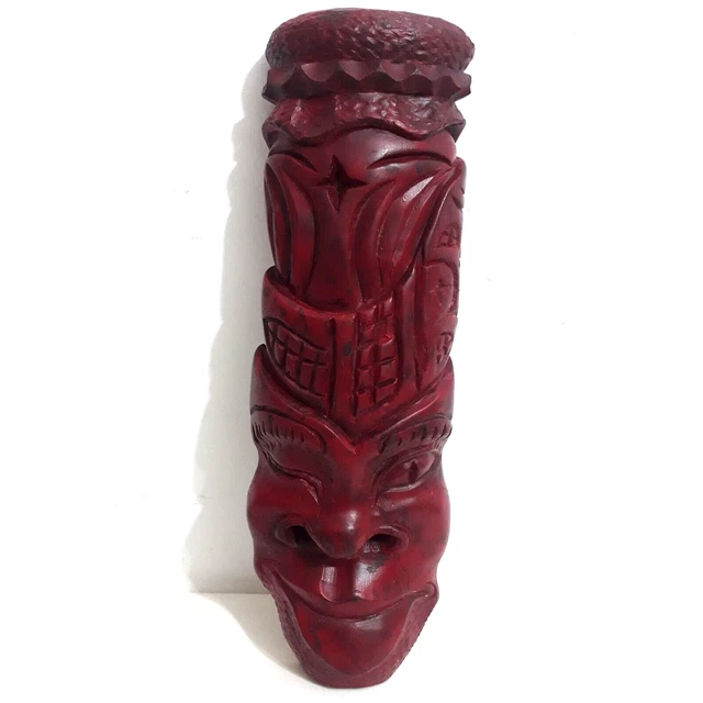 Tiki Tribal Mask Hand Carved African Wood Art Wall Hanging Bar Decor Totem 12 In