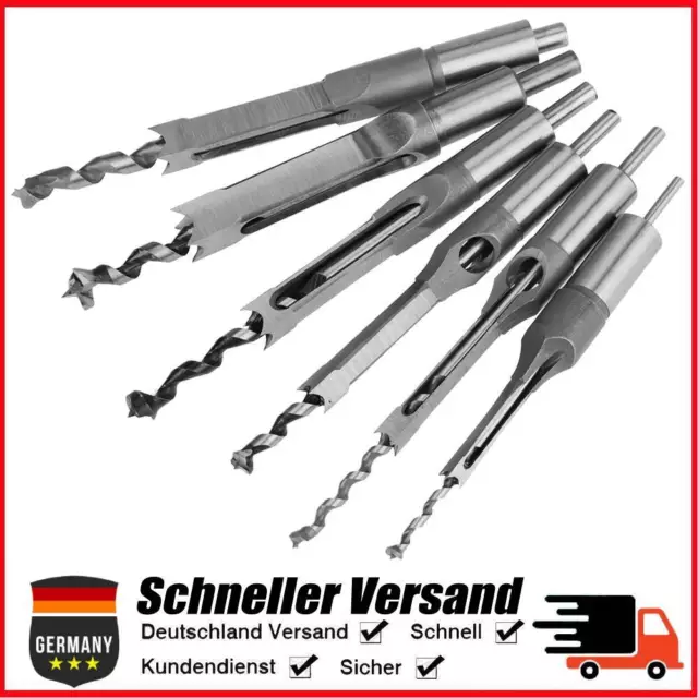 Vierkant-Stemmbohrer Satz 6-tlg HSS Holzbohrer Quadratlöcher Langloch Bohrer Set