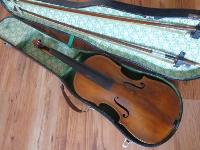 Alte Violine 4/4 Geige mit Zettel Peter Uhrmacher