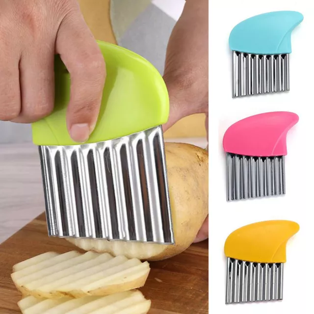 Vegetable Potato Chip Dough Manual Crinkle Cutter Wavy Chipper Stainless Steel