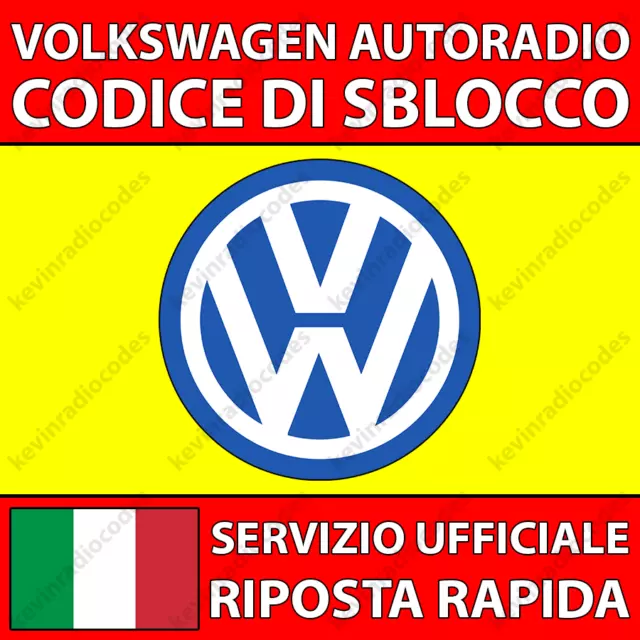 ✅Volkswagen Radio Codice Di Sblocco Golf Passat Polo Tiguan Touran Up Rcd Rns✅