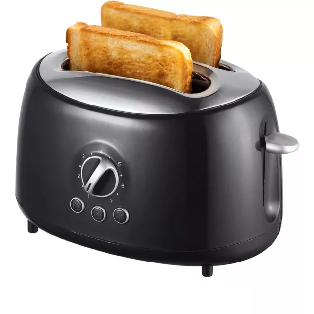 Cool Touch 2-Slice Extra Wide Slot Retro Toaster in Black