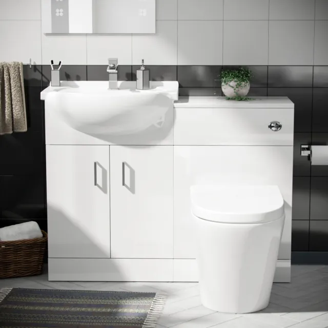 1050 mm Basin Sink Vanity Cabinet and BTW WC Toilet Set Bathroom Suite| Laguna 2