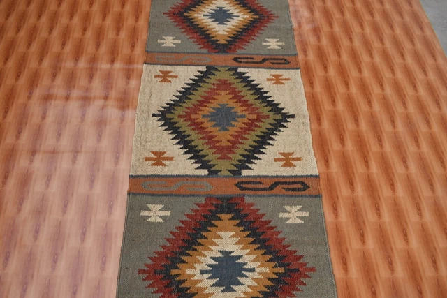 60x180cm 2x6' Tejida a mano Kilim afgano Alfombra Corredor Yute Lana Rústica Étnica India