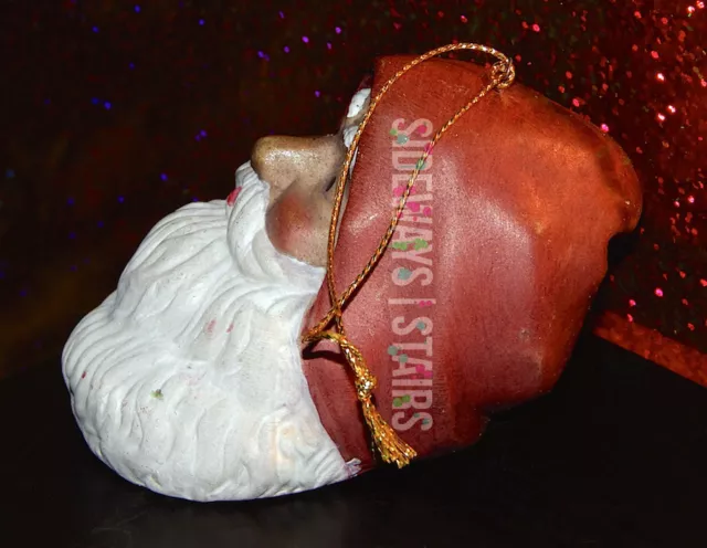 STONEWARE SANTA CLAUS ORNAMENTS vintage Stats Christmas Norwegian woodland RARE 3