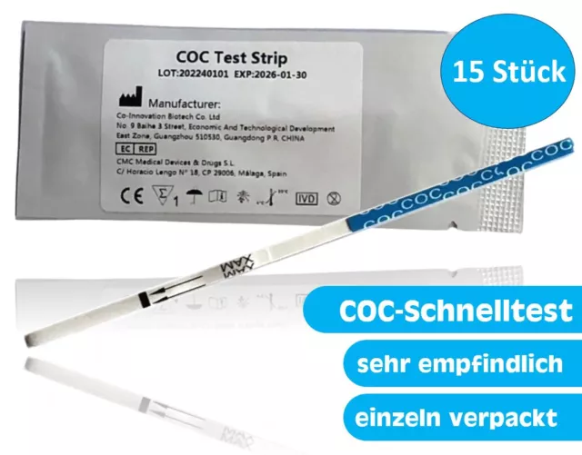 15x COC / Kokain Drogenschnelltest (Koks, Crack), 200 ng/ml