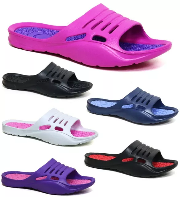 Womens Ladies Sliders Slippers Girls Soft Flip Flops Mules Party Slides  Sandals
