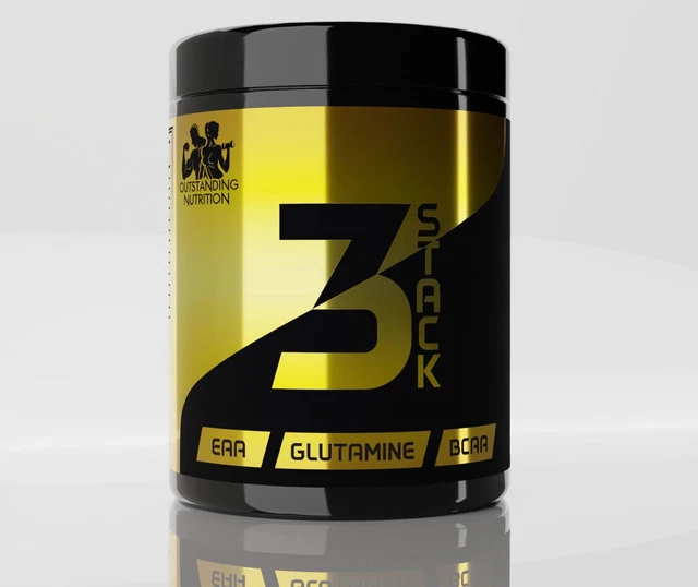Excelente nutrición 3STACK, BCAA, EAA Y GLUTAMINA 300 g, frambuesa