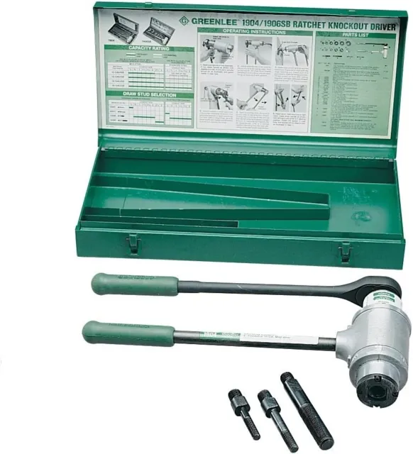 GREENLEE Basic High Leverage Ratchet Driver with Three Studs and Case  1904