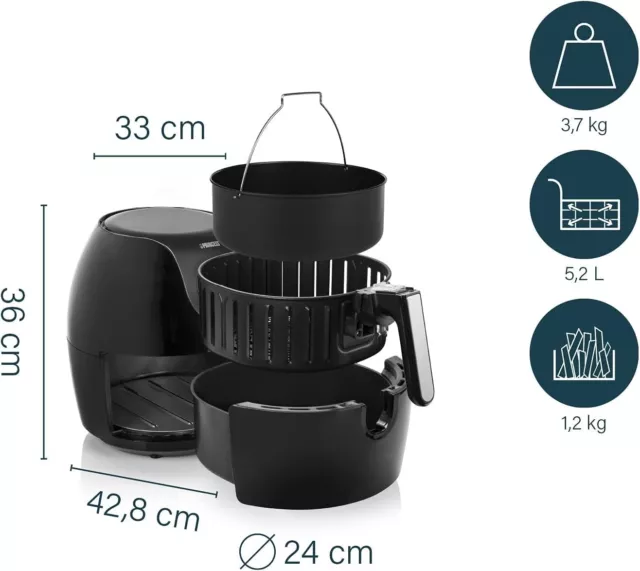 Princess Friteuse à Air Chaude Famille XXL, 1700 W, 5.2 Litres, 7 Paramètres 2