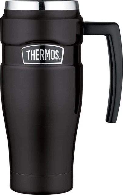 Thermos Stainless King 16 Ounce Travel Mug with Handle, Matte Black, Model Numbe