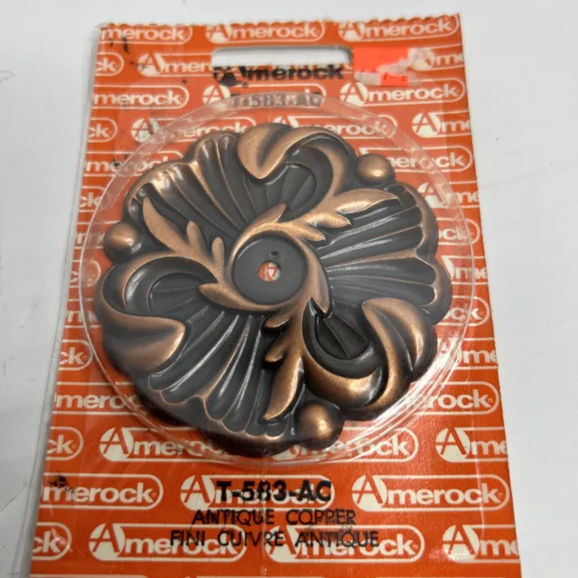 Vintage Copper BackPlates; Scroll Leaf Design; Use with Pulls,  Door Knobs