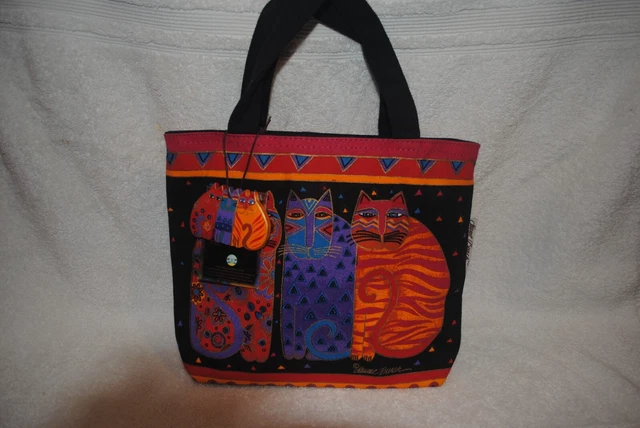 Laurel Burch Cat Kitty Bag Purse Tote Hand Printed Wooden Keychain Charm LB9-CAT