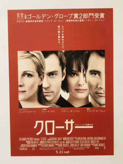 Closer Julia Roberts Natalie Portman JAPAN CHIRASHI movie flyer mini poster