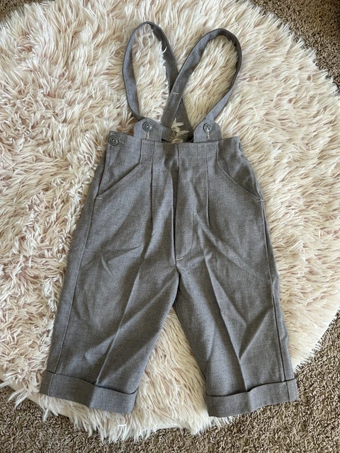 Vintage Danny Dare 50s/60s Grey Suspender Pants Overalls Boys Sz 2