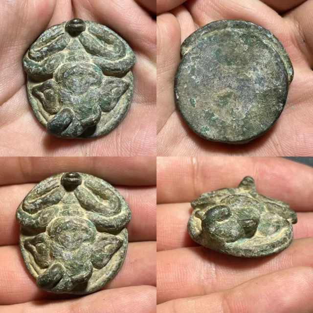 Wonderful Ancient Roman Bronze Wild Animal Head Figure Unique Amulet